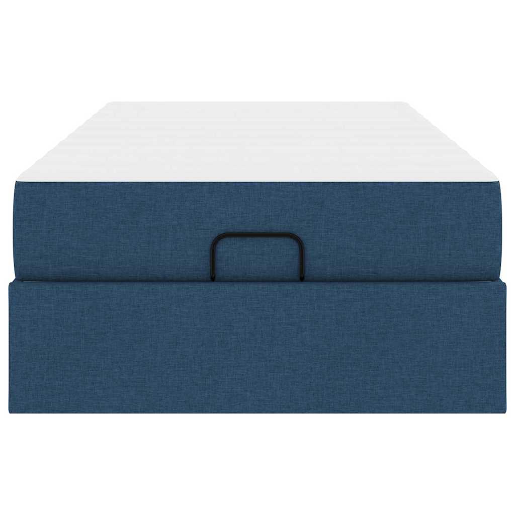 Cadre de lit avec matelas Bleu 90 x 190 cm tissu - XIOS