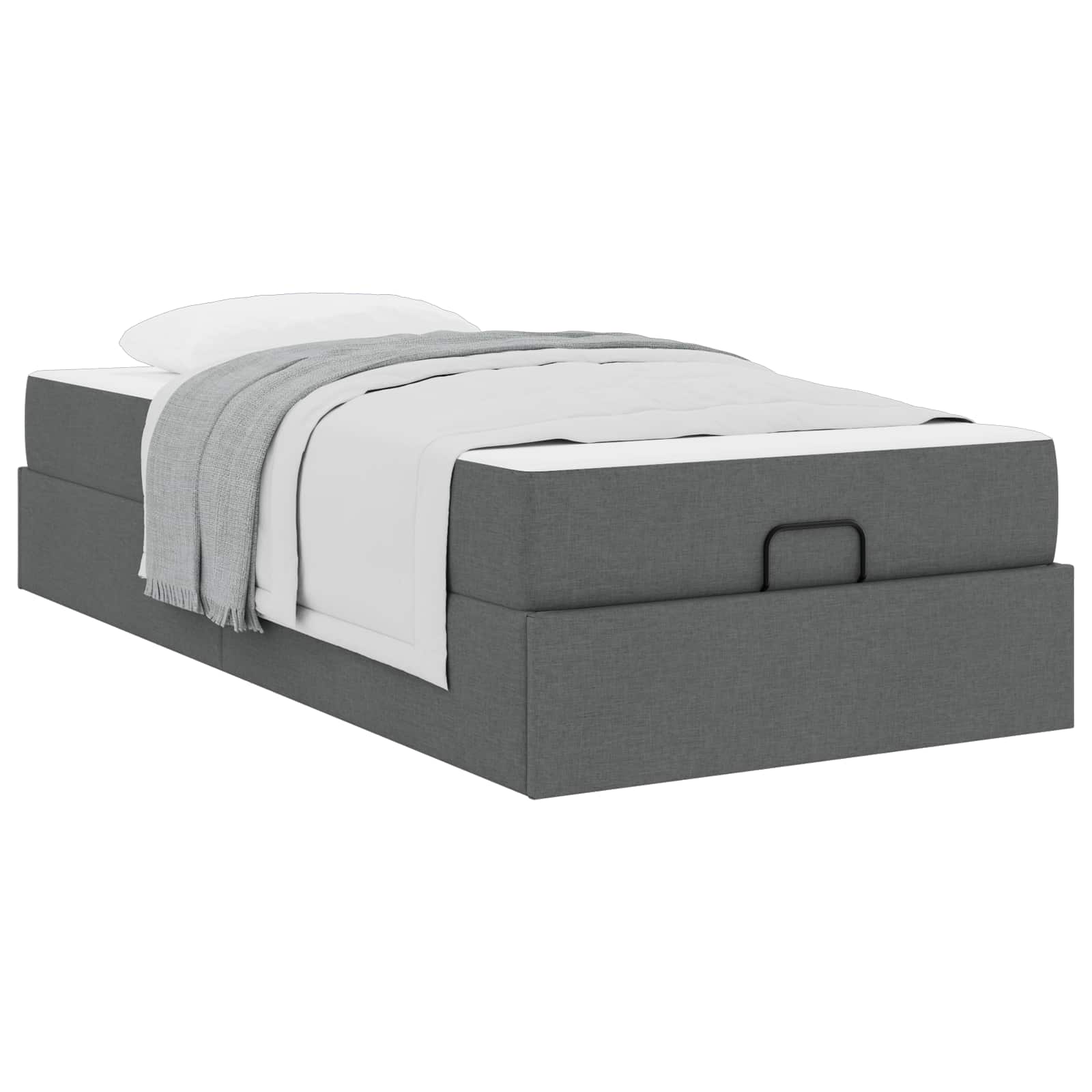 Cadre de lit avec matelas 2 pc Gris Foncé tissu