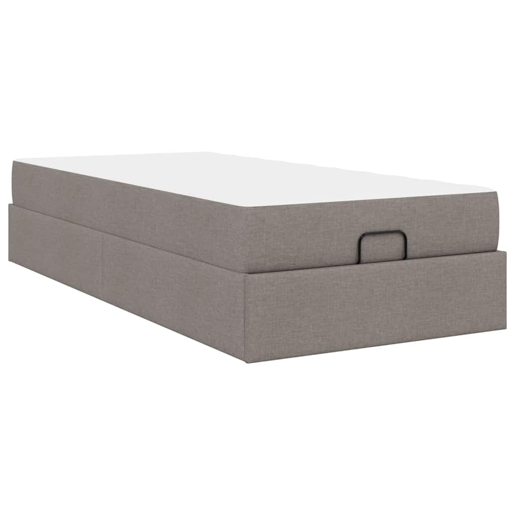 Cadre de lit avec matelas Taupe 90 x 200 cm tissu - XIOS