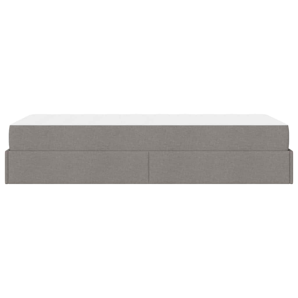 Cadre de lit avec matelas Taupe 90 x 200 cm tissu - XIOS