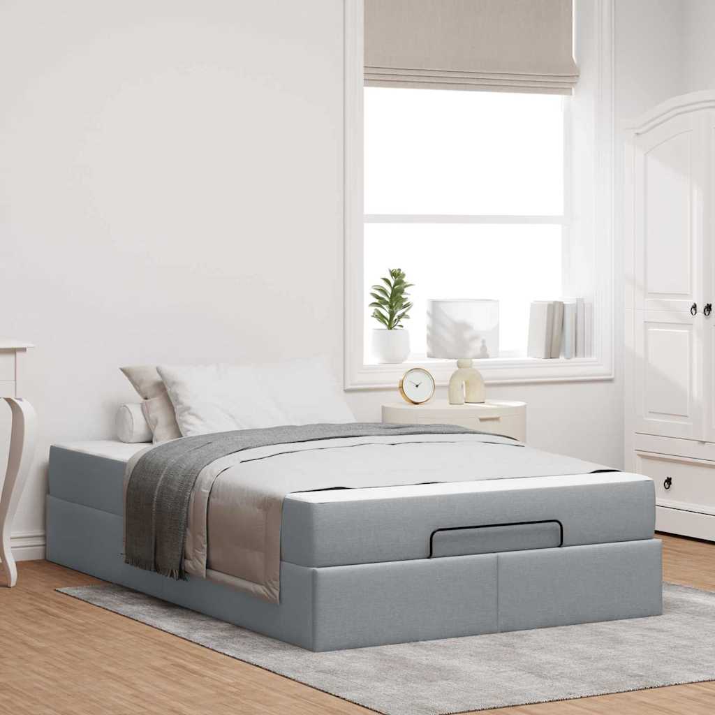 Cadre de lit avec matelas Gris clair 120 x 190 cm tissu - XIOS