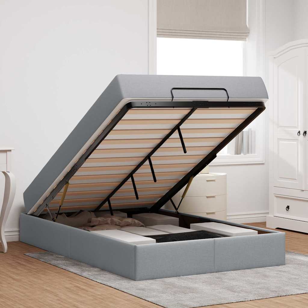 Cadre de lit avec matelas Gris clair 120 x 190 cm tissu - XIOS