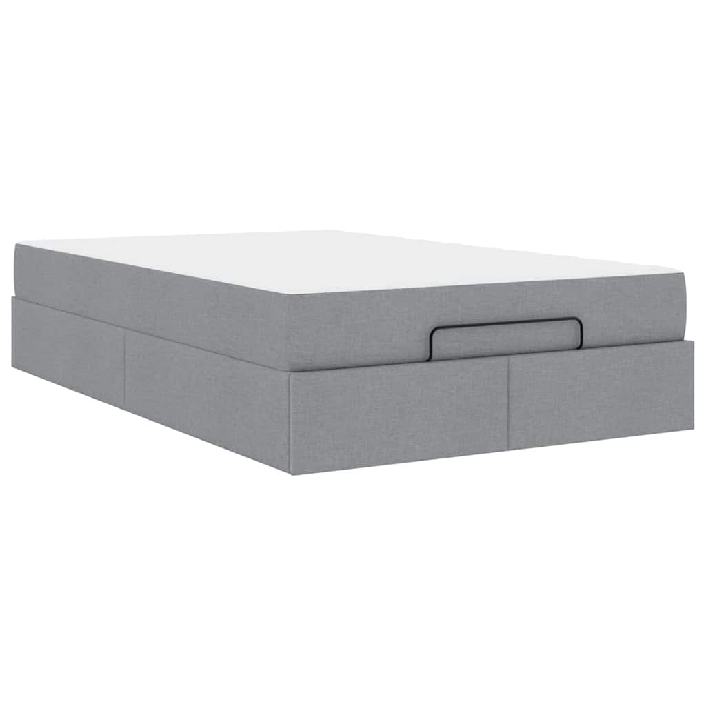 Cadre de lit avec matelas Gris clair 120 x 190 cm tissu - XIOS