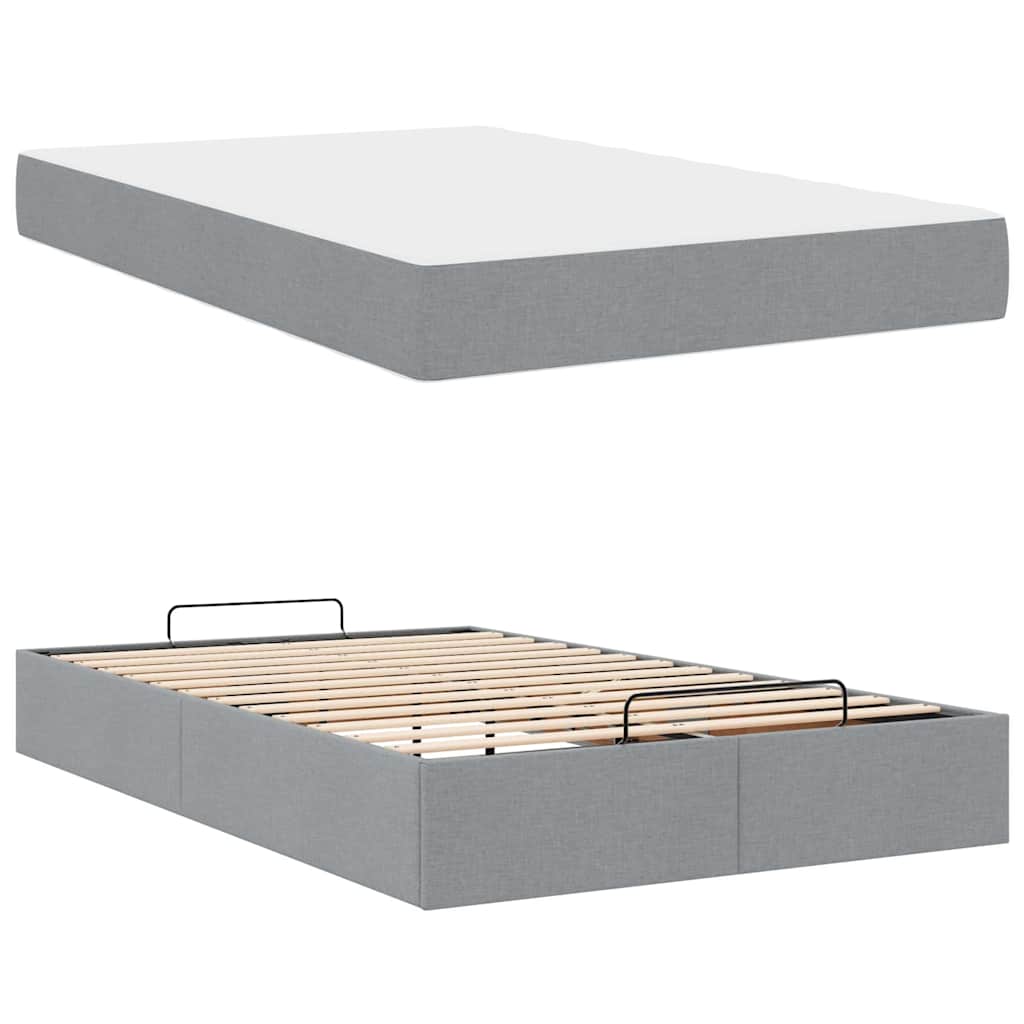 Cadre de lit avec matelas Gris clair 120 x 190 cm tissu - XIOS