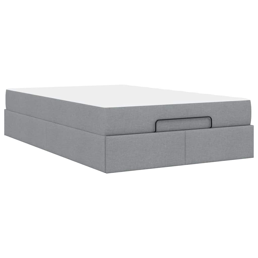 Cadre de lit avec matelas Gris clair 120 x 190 cm tissu - XIOS