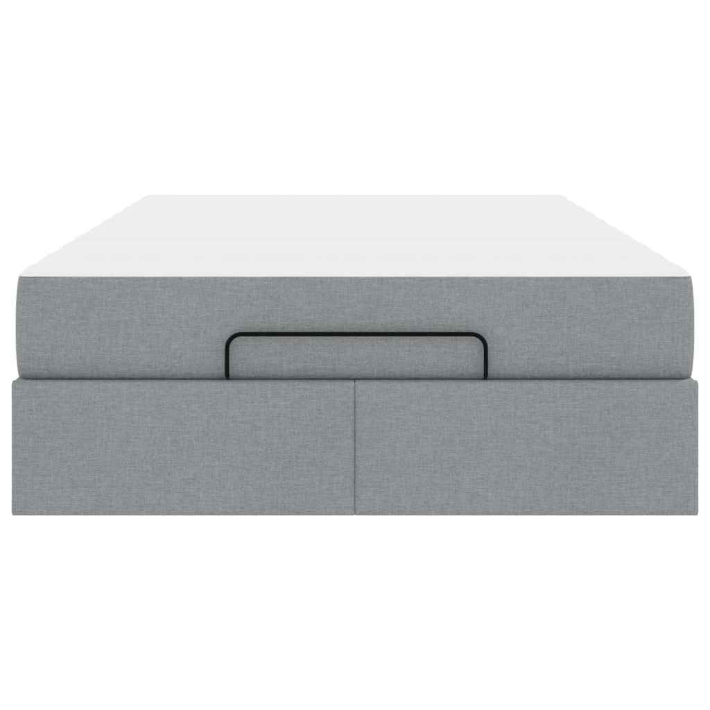 Cadre de lit avec matelas Gris clair 120 x 190 cm tissu - XIOS