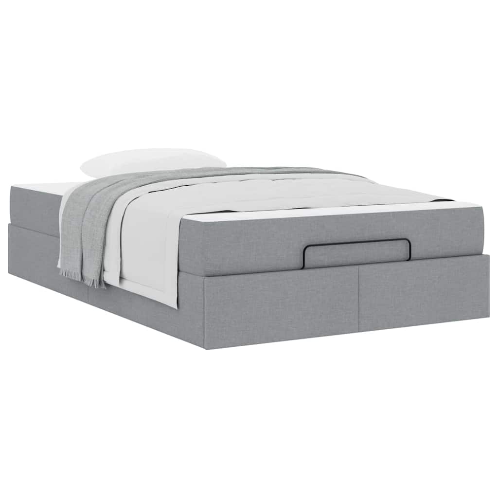 Cadre de lit avec matelas Gris clair 120 x 190 cm tissu - XIOS