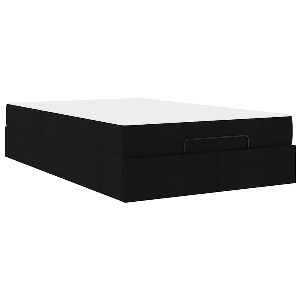Cadre de lit avec matelas Noir 120 x 190 cm tissu - XIOS