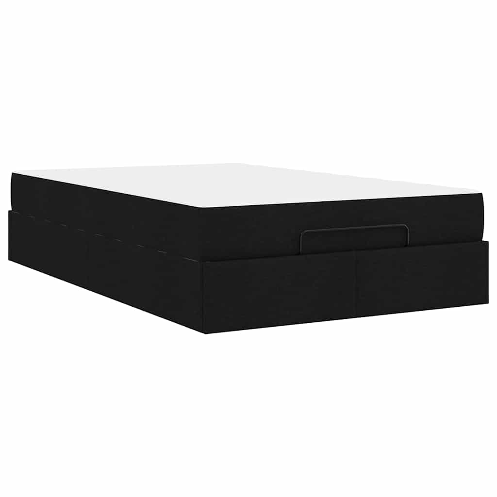 Cadre de lit avec matelas Noir 120 x 190 cm tissu - XIOS