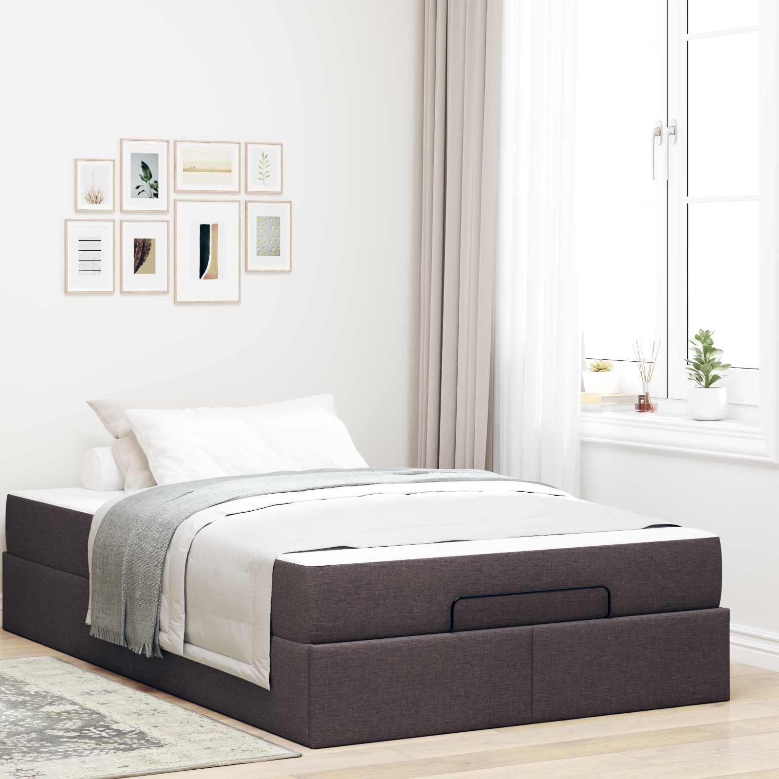 Cadre de lit avec matelas 2 pcs Tan tissu - XIOS