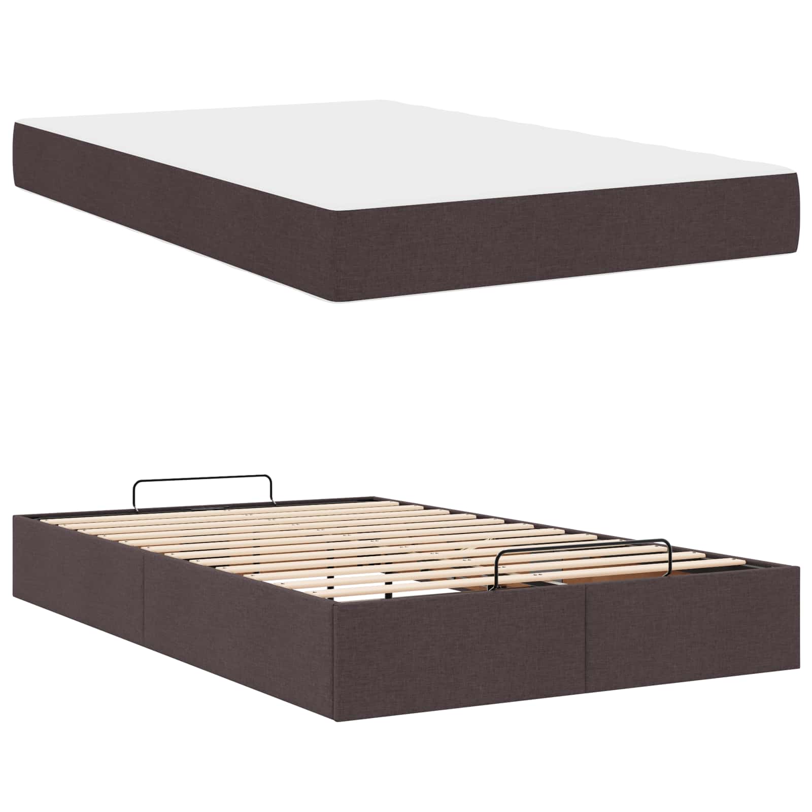 Cadre de lit avec matelas 2 pcs Tan tissu - XIOS