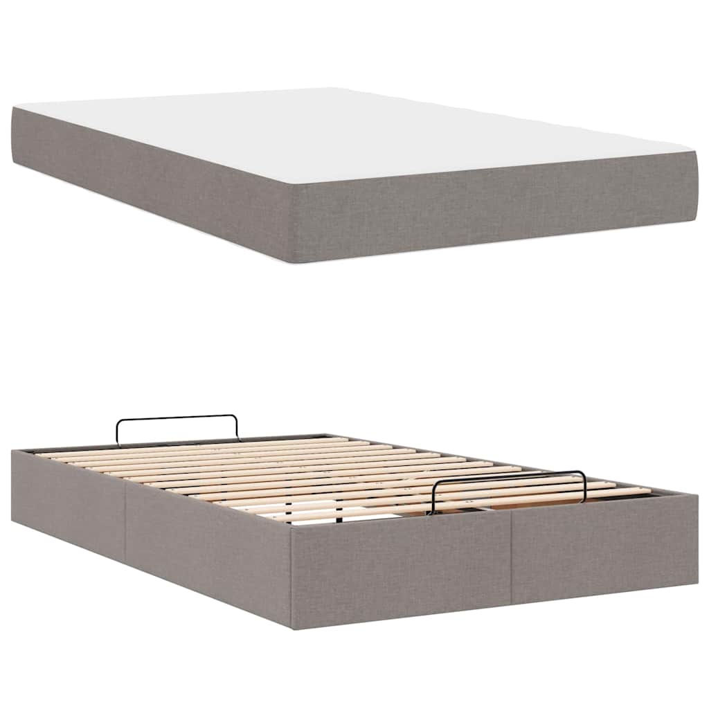Cadre de lit avec matelas Taupe 120 x 190 cm tissu - XIOS