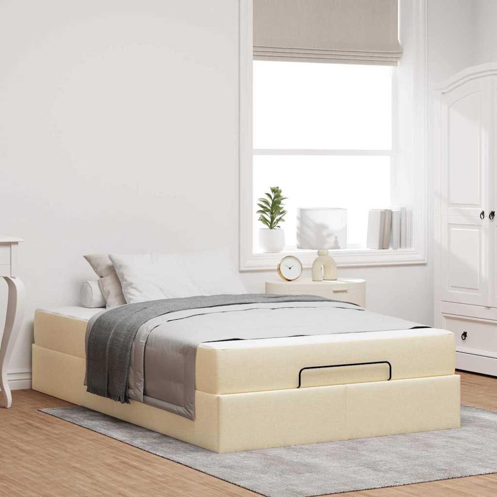 Cadre de lit avec matelas Crème 120 x 190 cm tissu - XIOS