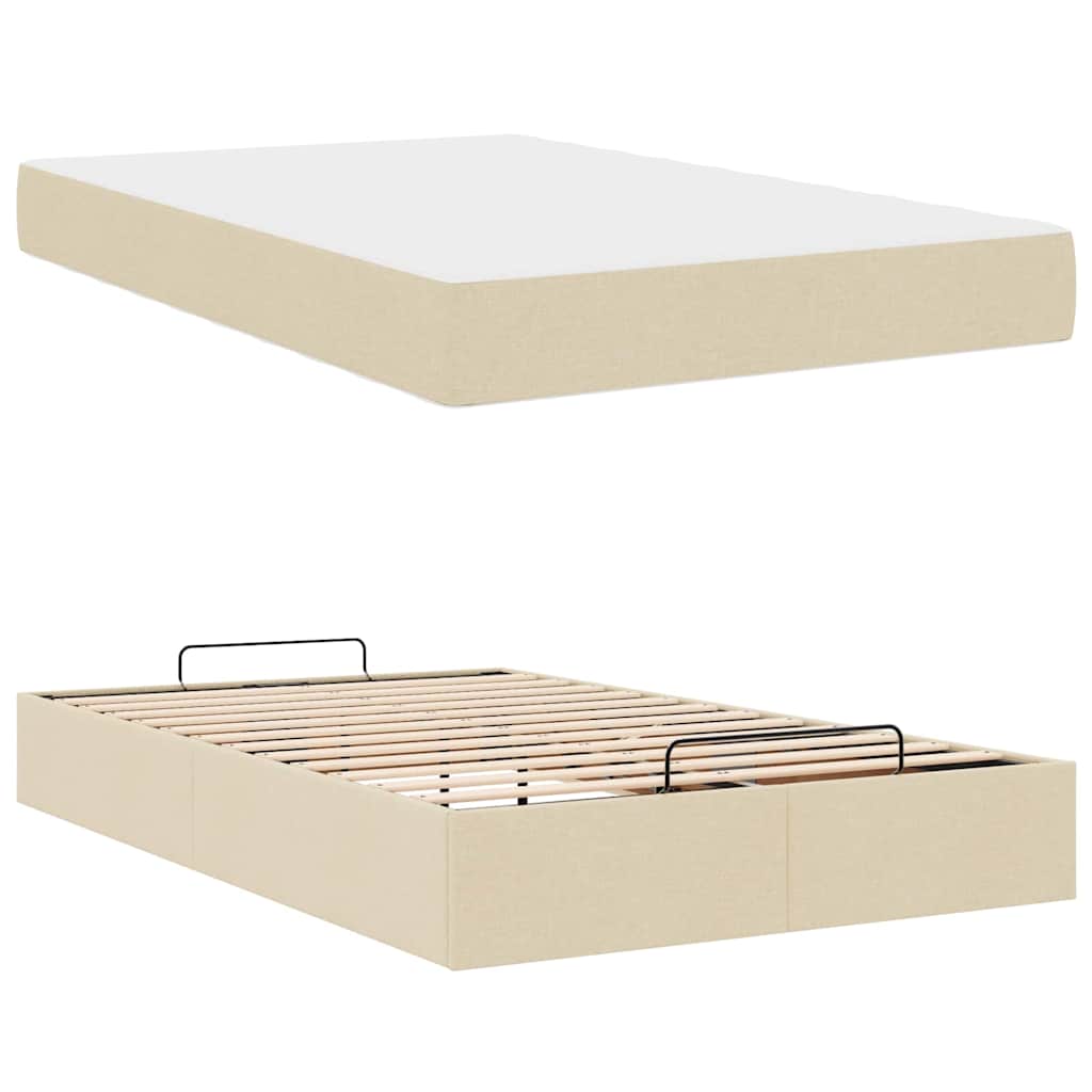 Cadre de lit avec matelas Crème 120 x 190 cm tissu - XIOS