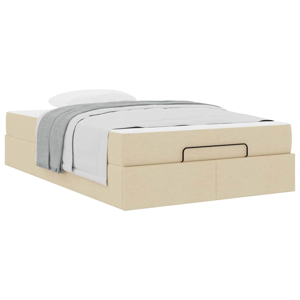 Cadre de lit avec matelas Crème 120 x 190 cm tissu - XIOS