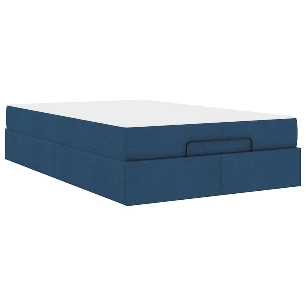 Cadre de lit avec matelas Bleu 120 x 190 cm tissu - XIOS