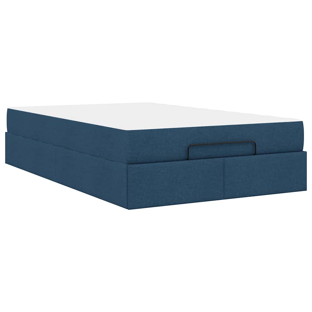 Cadre de lit avec matelas Bleu 120 x 190 cm tissu - XIOS