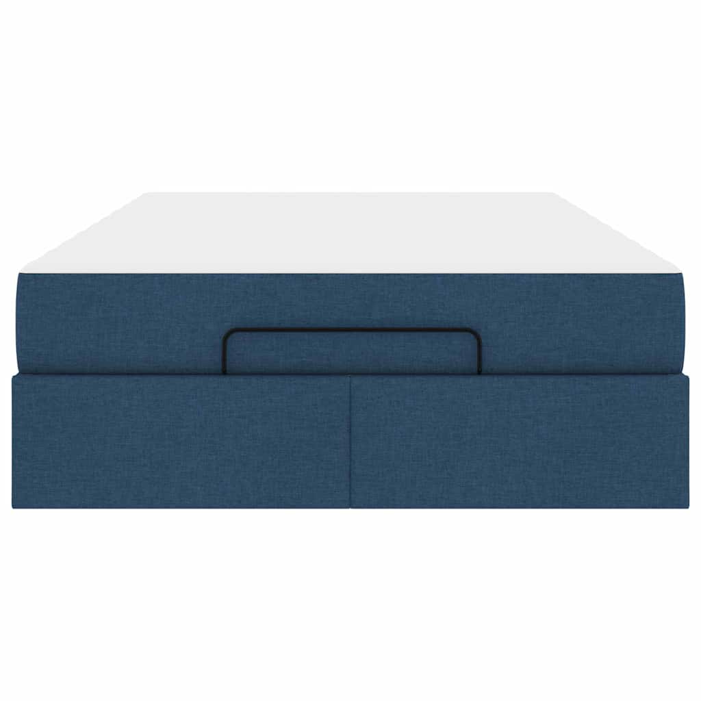 Cadre de lit avec matelas Bleu 120 x 190 cm tissu - XIOS