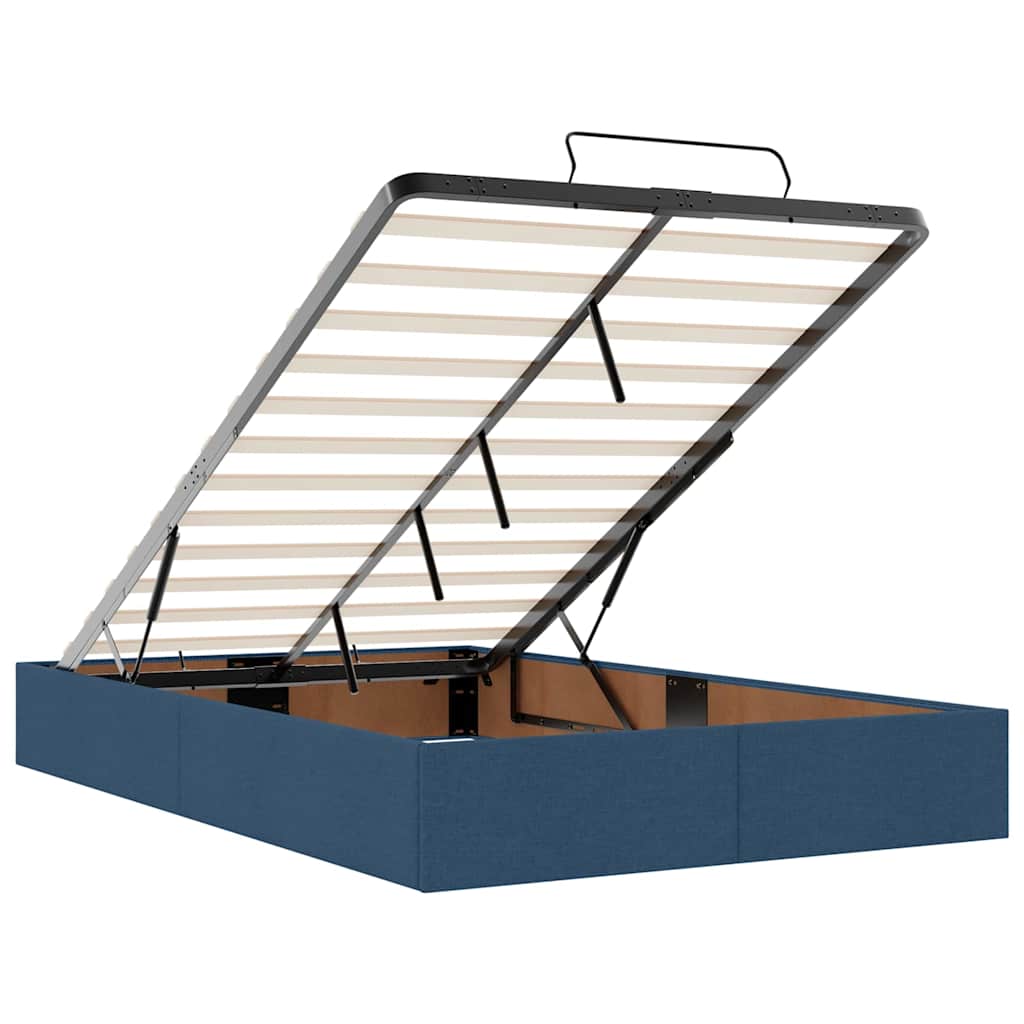 Cadre de lit avec matelas Bleu 120 x 190 cm tissu - XIOS