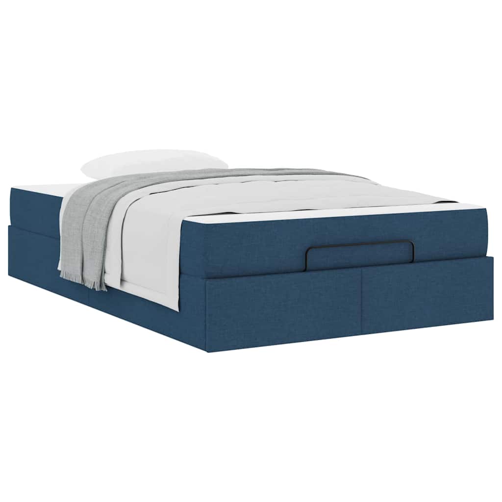Cadre de lit avec matelas Bleu 120 x 190 cm tissu - XIOS
