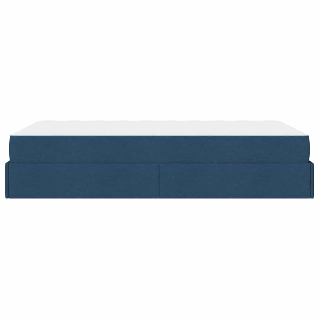 Cadre de lit avec matelas Bleu 120 x 190 cm tissu - XIOS