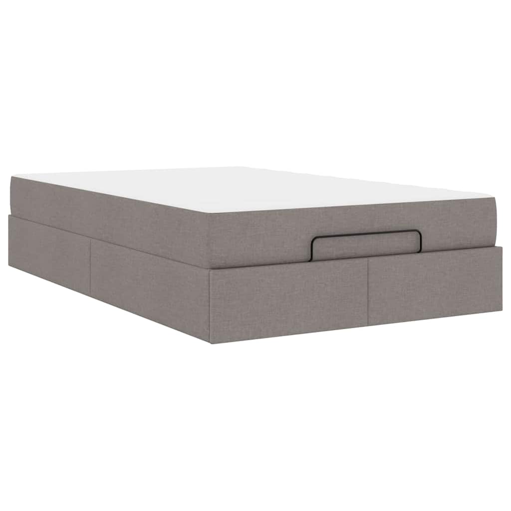 Cadre de lit avec matelas Taupe 120 x 200 cm tissu - XIOS