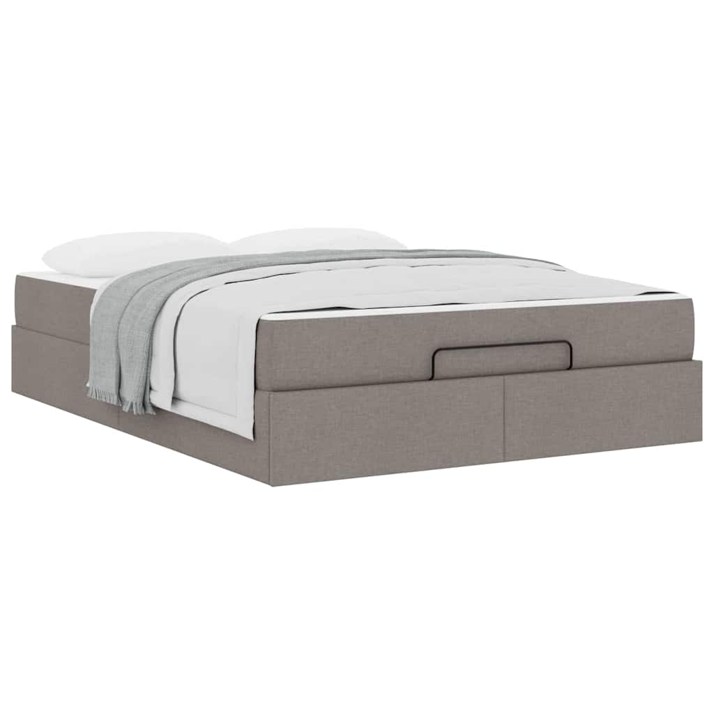 Cadre de lit avec matelas Taupe 140 x 190 cm tissu - XIOS