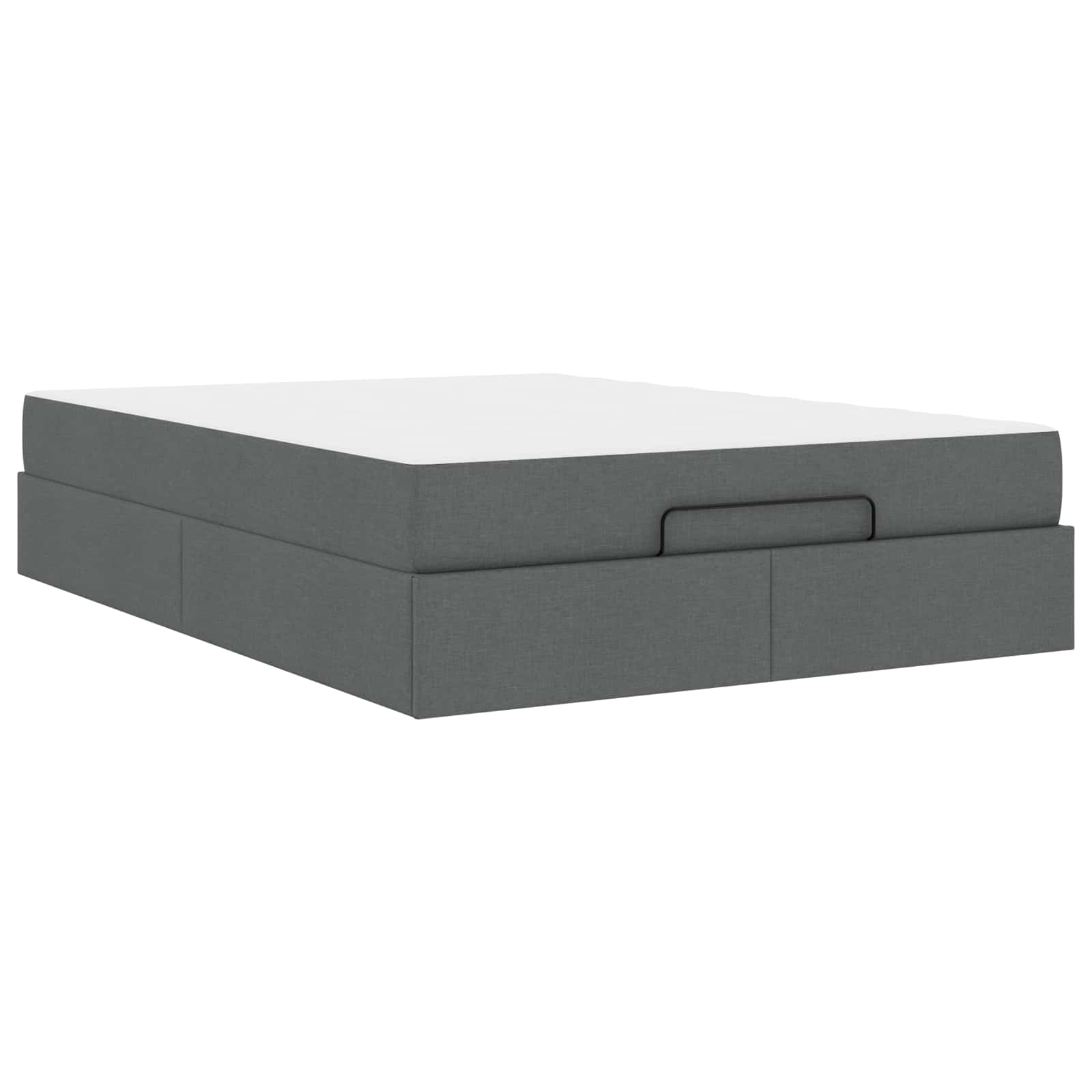 Cadre de lit avec matelas 2 pc Gris Foncé tissu