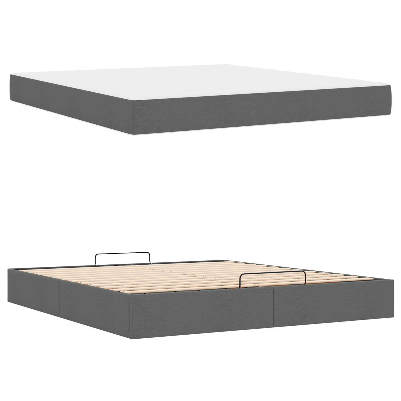 Cadre de lit avec matelas 2 pc Gris Foncé tissu