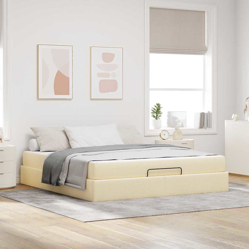 Cadre de lit avec stockage Crème 180 x 200 cm tissu - XIOS