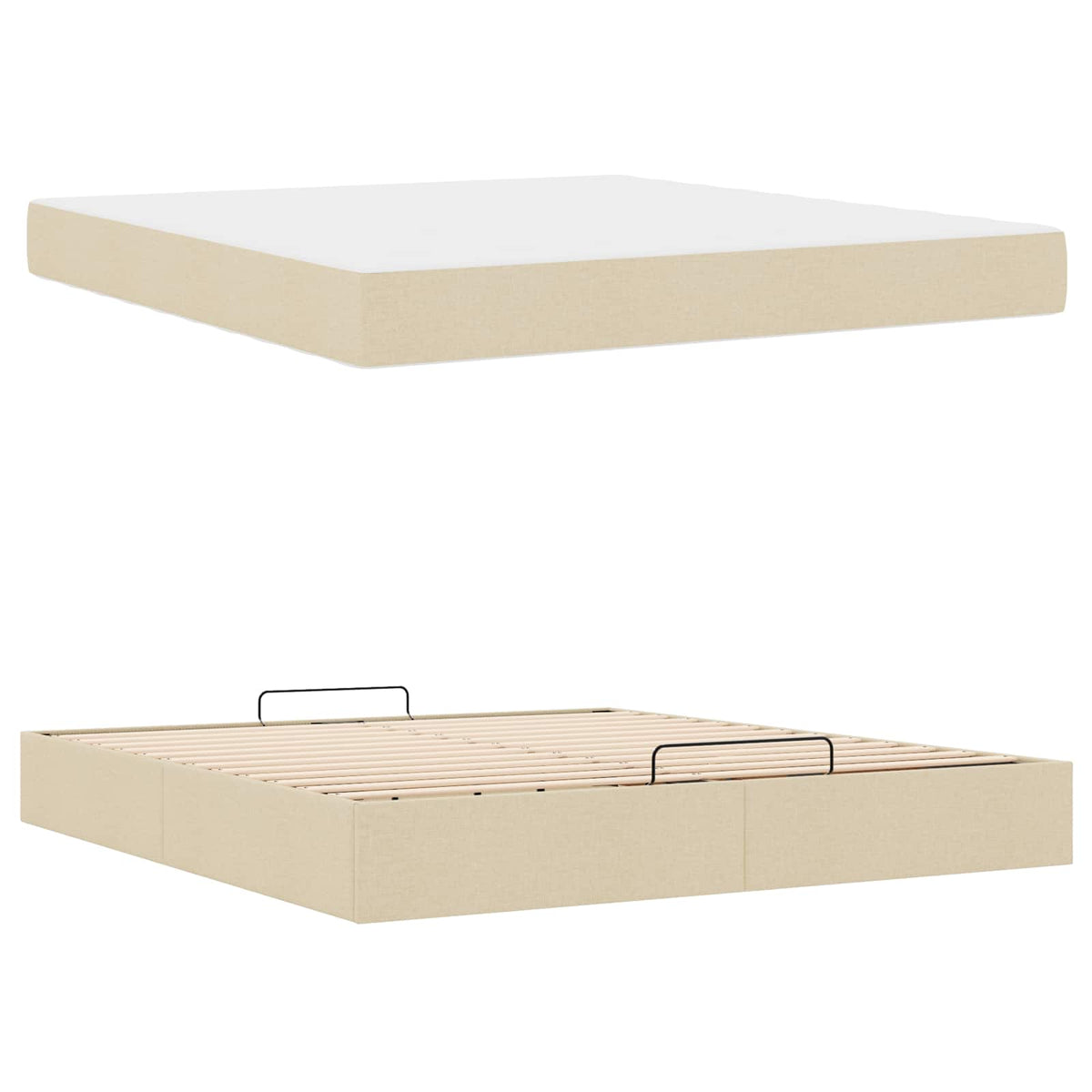 Cadre de lit avec matelas 2 pièces Crème tissu