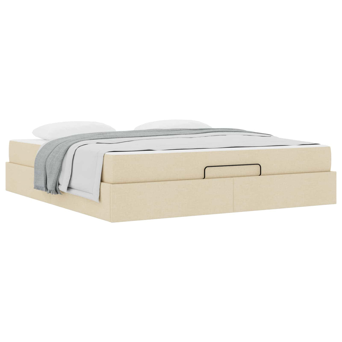 Cadre de lit avec matelas 2 pièces Crème tissu