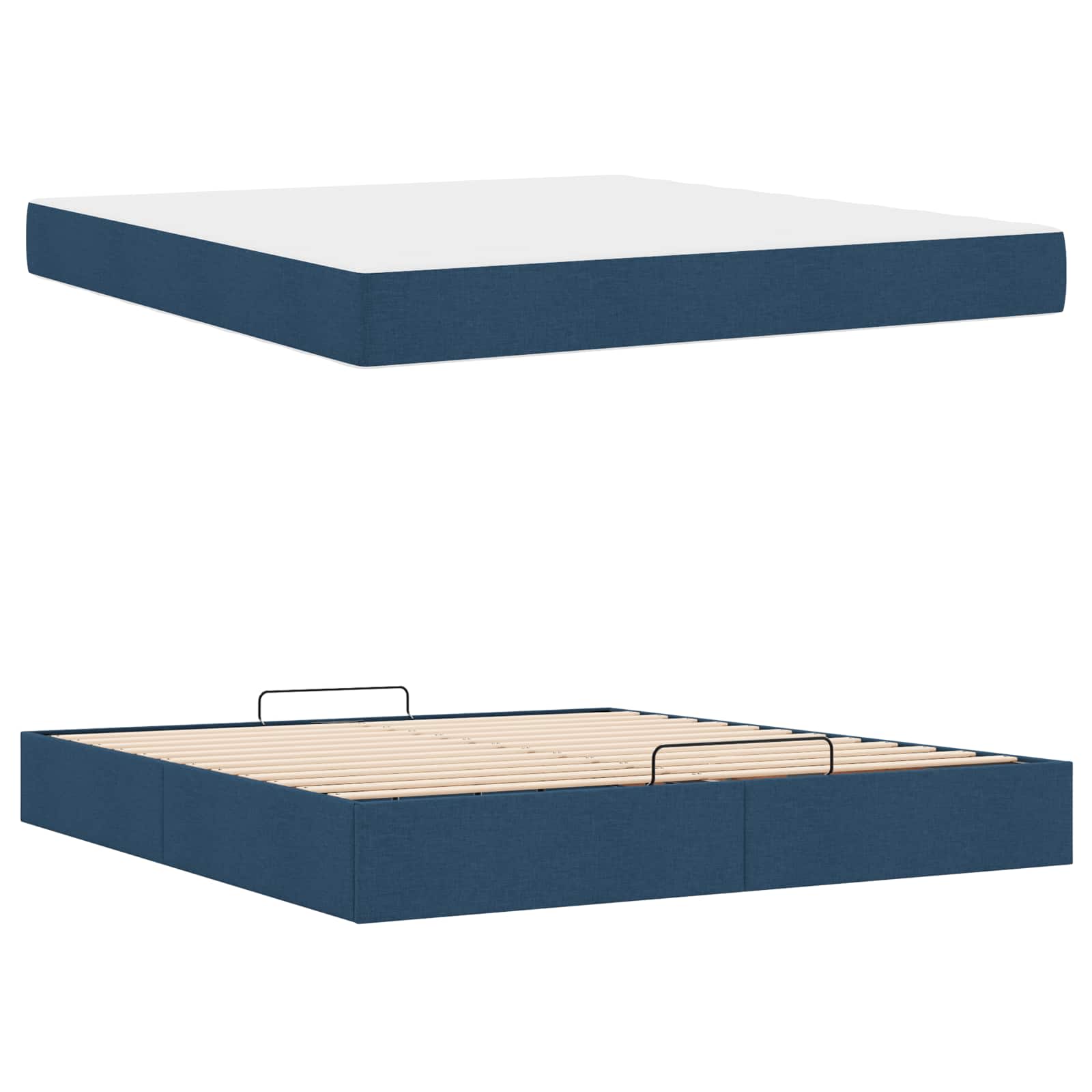 Cadre de lit avec matelas 2 pc Bleu tissu