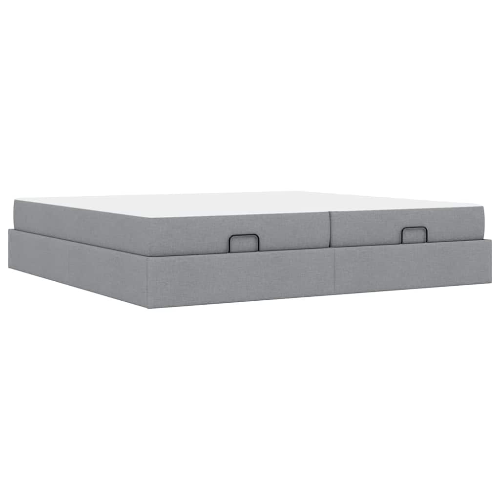Cadre de lit avec stockage Gris clair 200 x 200 cm tissu - XIOS