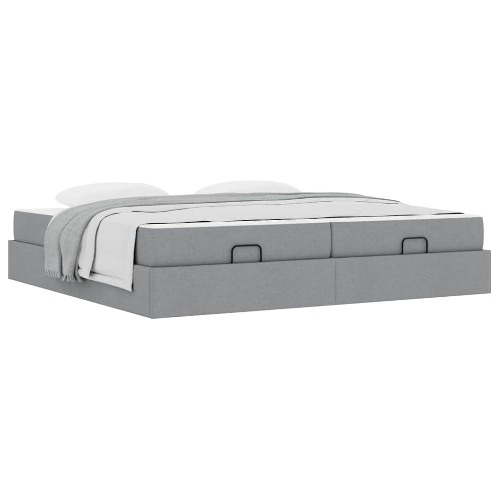 Cadre de lit avec stockage Gris clair 200 x 200 cm tissu - XIOS