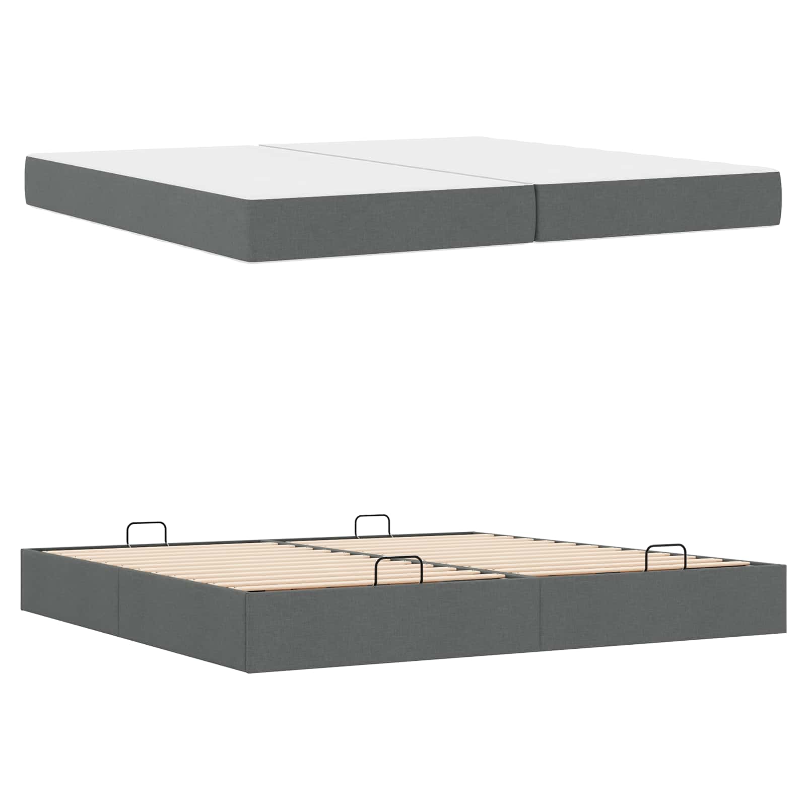 Cadre de lit avec matelas avec matelas 2 pcs Gris Foncé tissu - XIOS