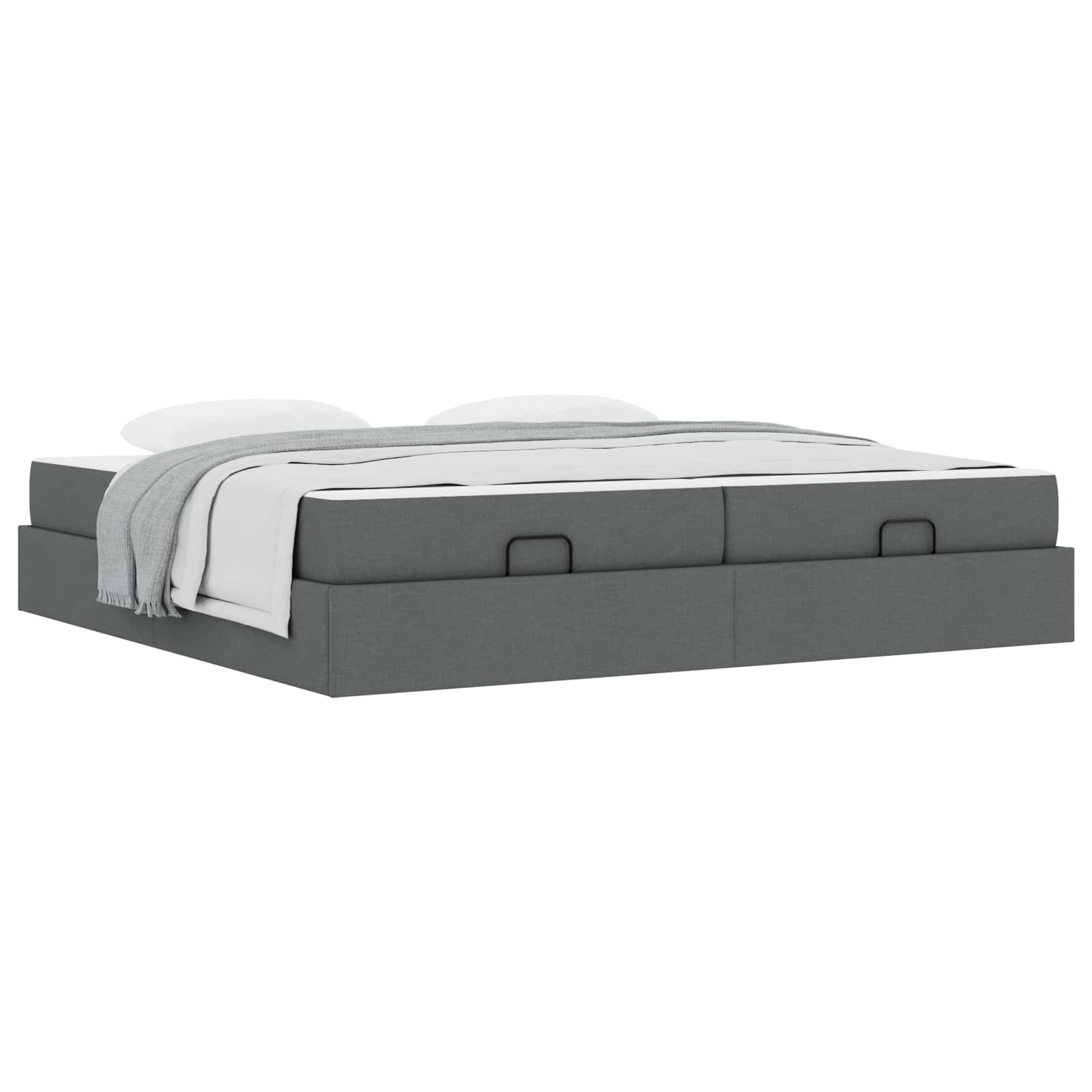 Cadre de lit avec matelas avec matelas 2 pcs Gris Foncé tissu - XIOS