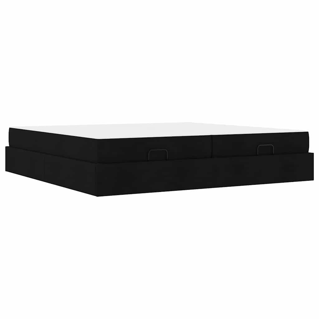 Cadre de lit avec stockage Noir 200 x 200 cm tissu - XIOS