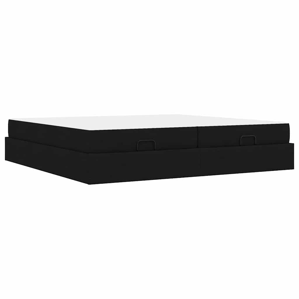 Cadre de lit avec stockage Noir 200 x 200 cm tissu - XIOS