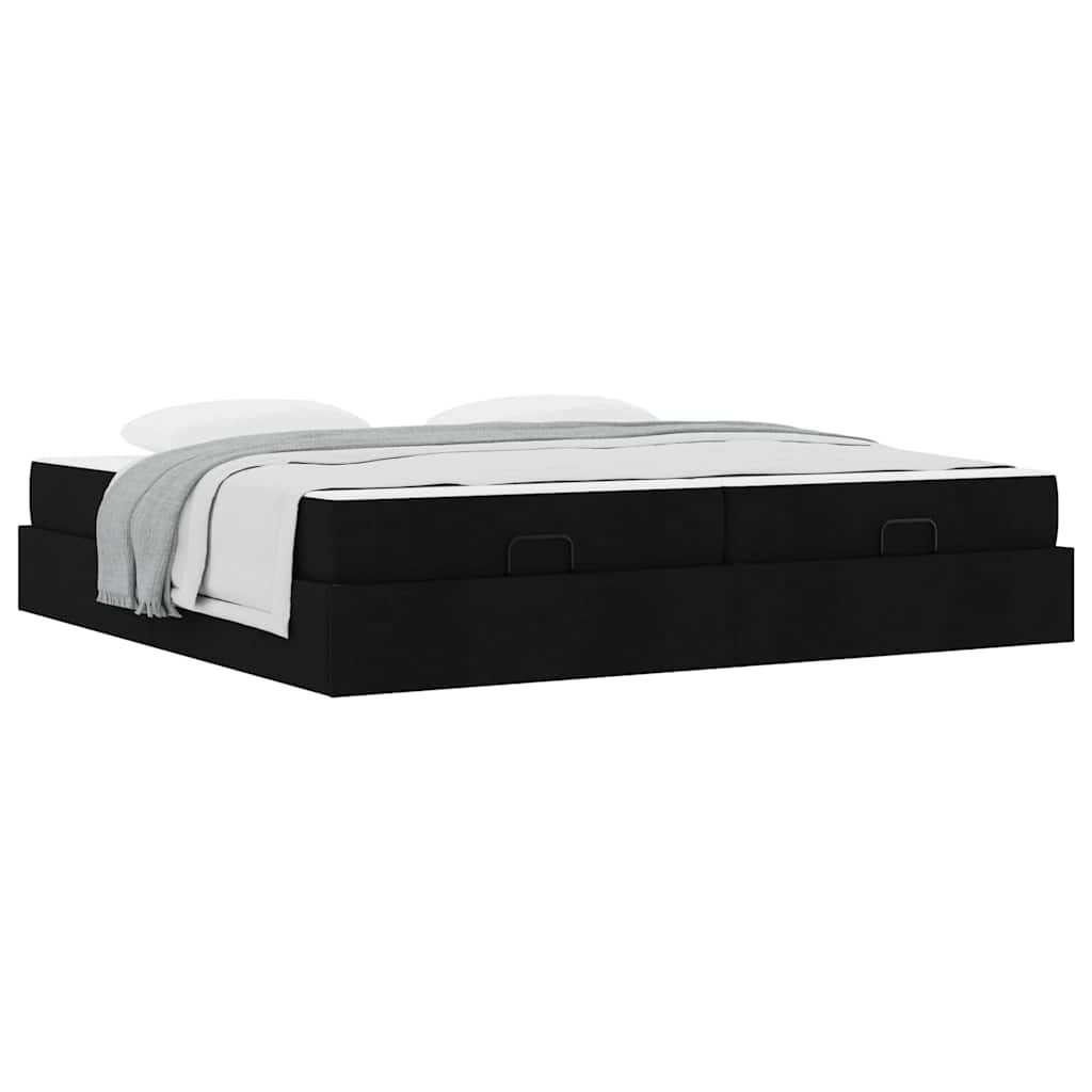 Cadre de lit avec stockage Noir 200 x 200 cm tissu - XIOS