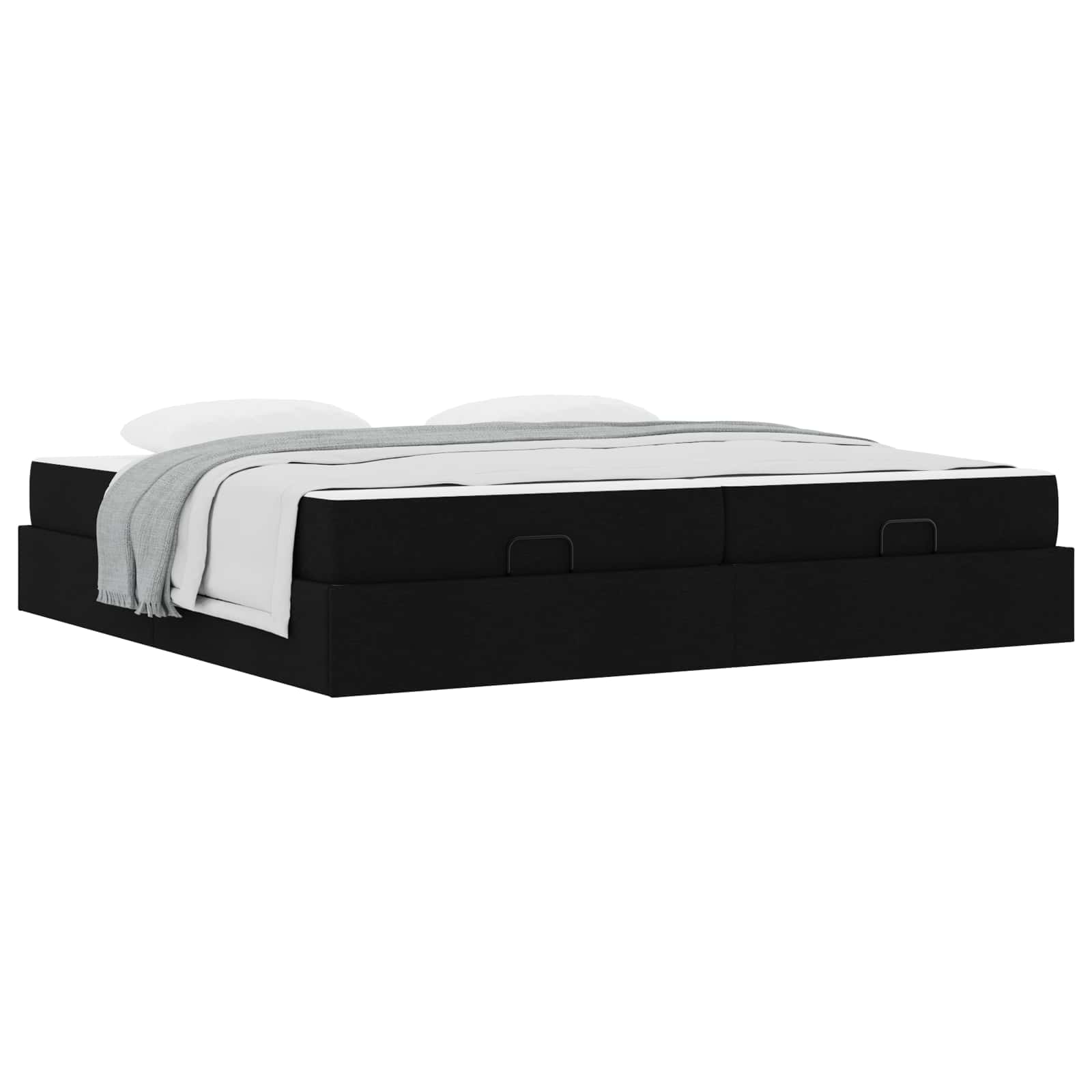 Cadre de lit avec matelas avec matelas 2 pcs Noir tissu - XIOS