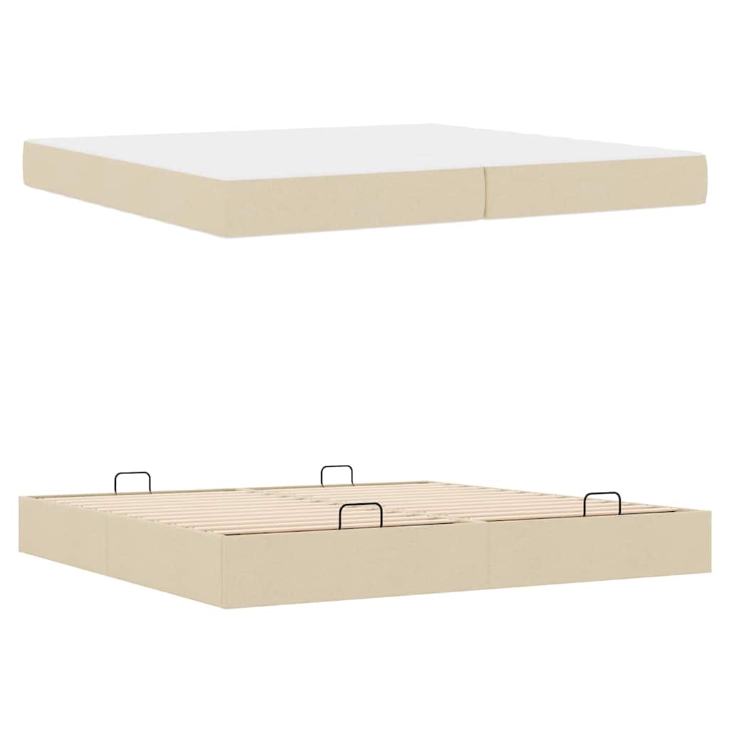 Cadre de lit avec stockage Crème 200 x 200 cm tissu - XIOS