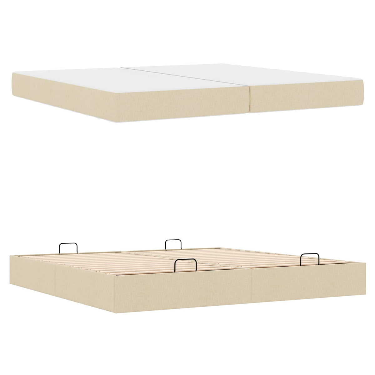 Cadre de lit avec matelas 2 pièces Crème tissu