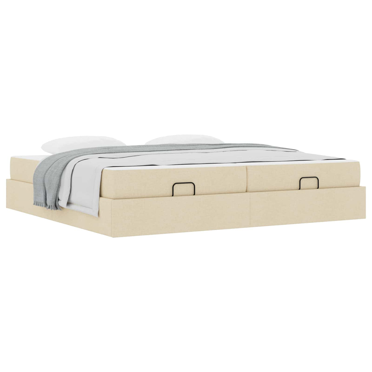 Cadre de lit avec matelas 2 pièces Crème tissu