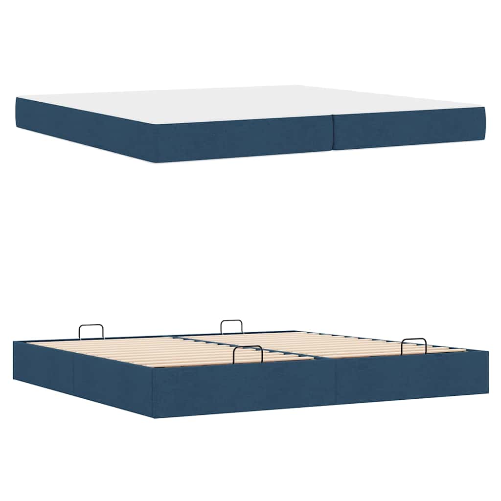 Cadre de lit avec stockage Bleu 200 x 200 cm tissu - XIOS