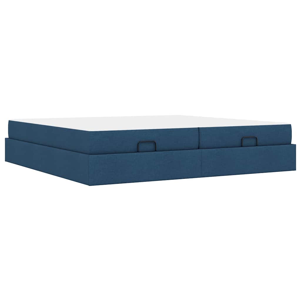 Cadre de lit avec stockage Bleu 200 x 200 cm tissu - XIOS