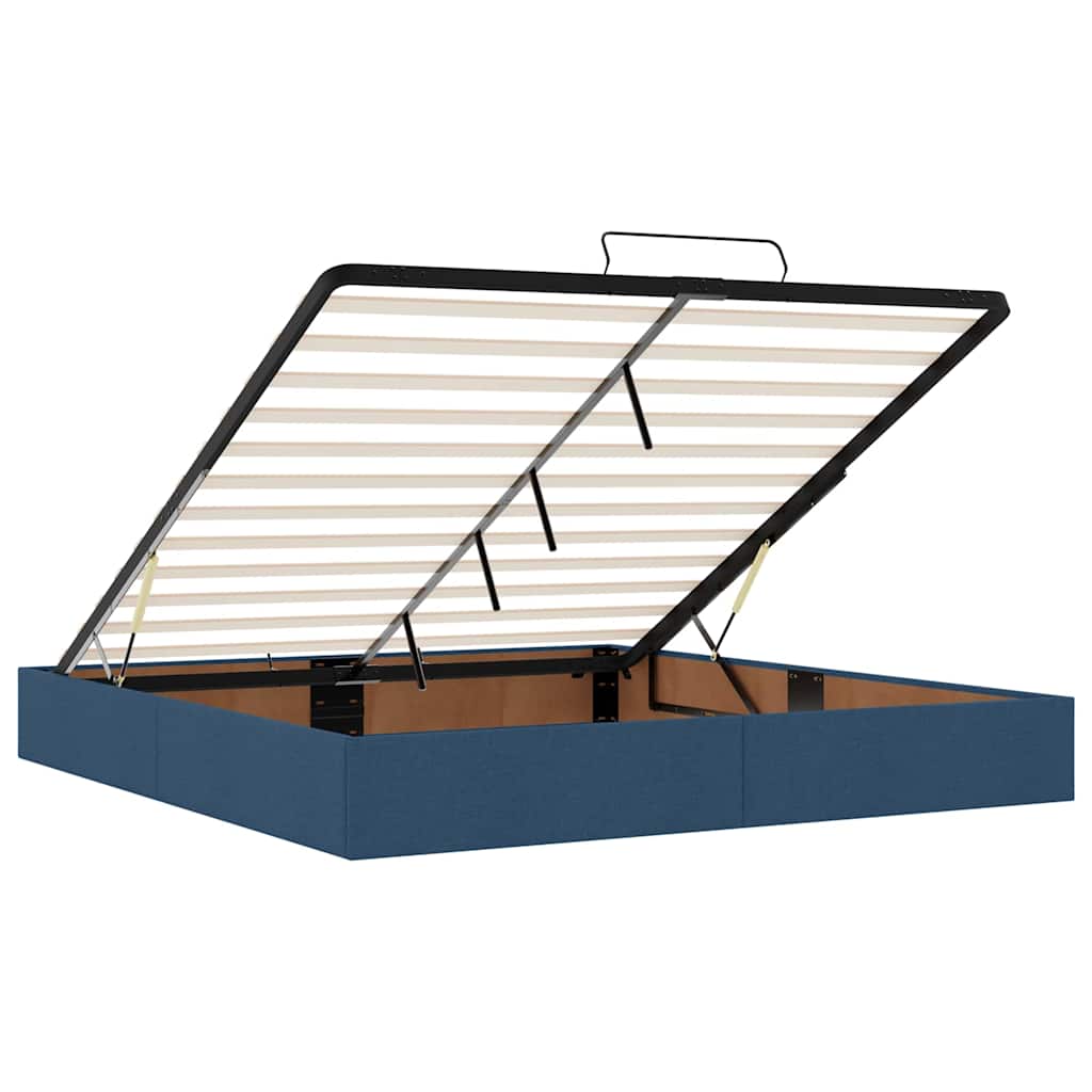 Cadre de lit avec stockage Bleu 200 x 200 cm tissu - XIOS