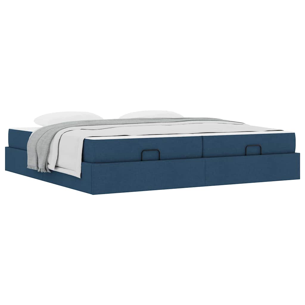 Cadre de lit avec stockage Bleu 200 x 200 cm tissu - XIOS
