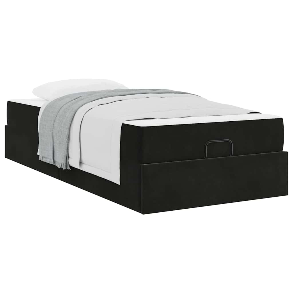 Cadre de lit avec matelas Noir 80 x 200 cm Velours - XIOS