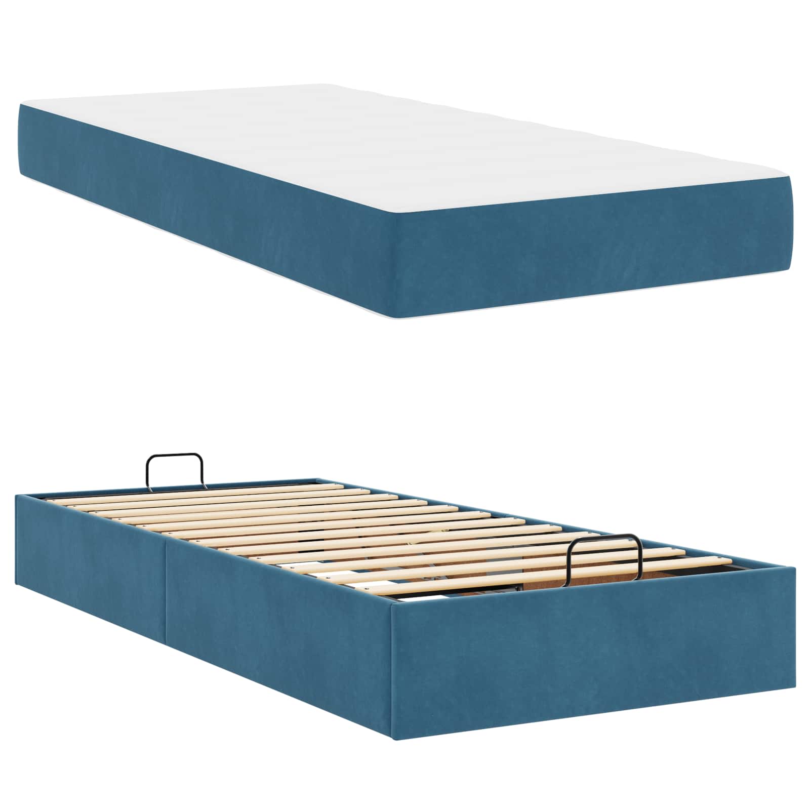 Cadre de lit avec matelas 2 pcs Bleu Velours - XIOS